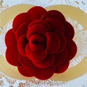 CHANEL Authentic Red Velvet Camellia